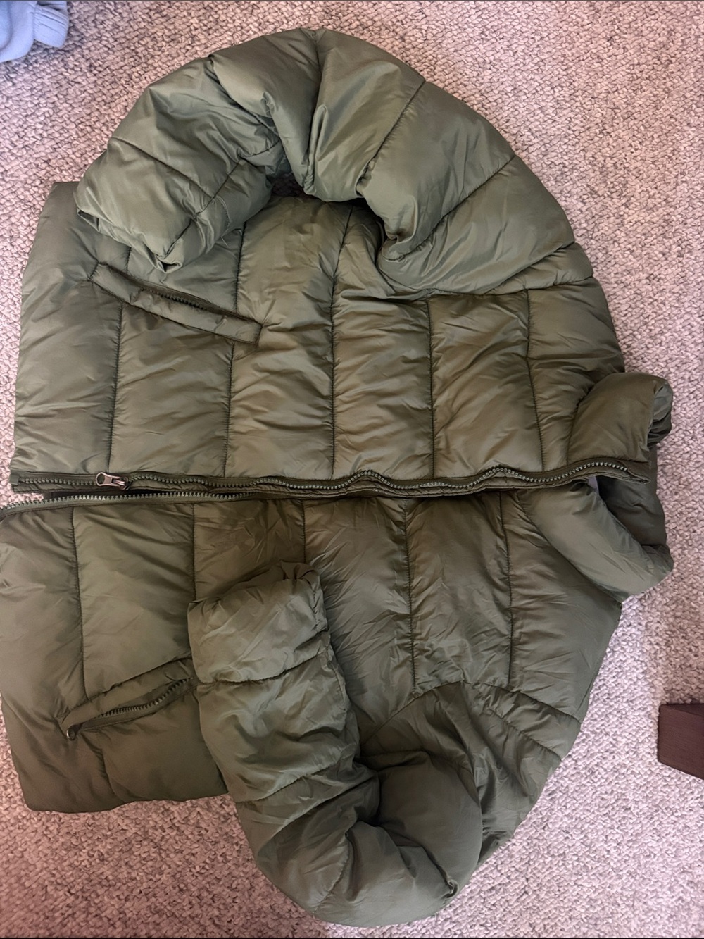 Time and Tru Olive Green Puffer Jacket with Hood